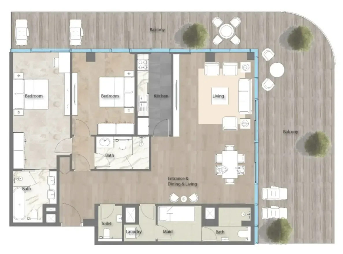 3 bedrooms floor plan
