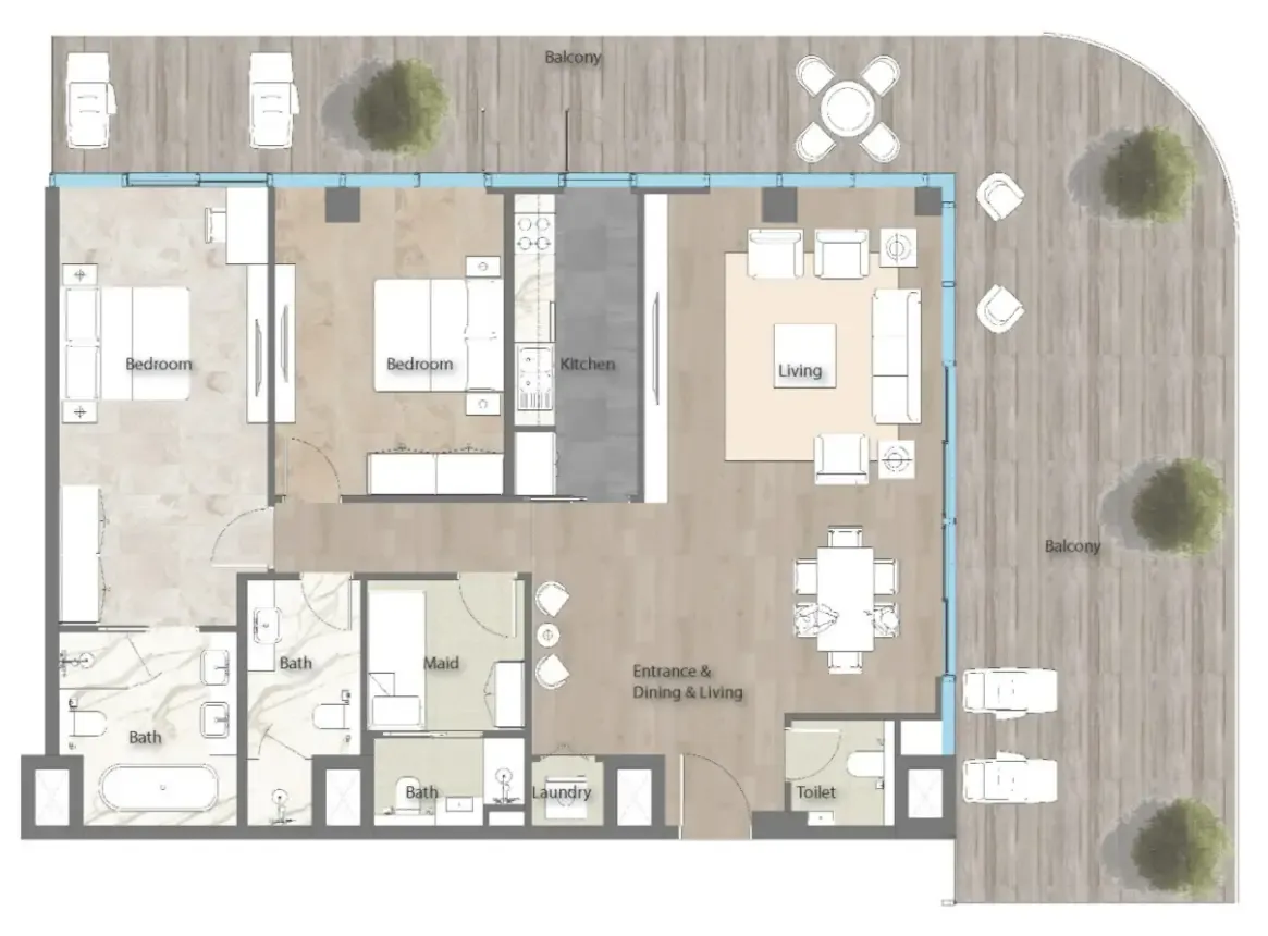 2 bed