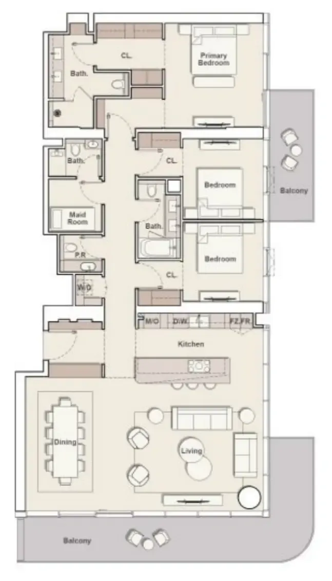 3 bedrooms floor plan