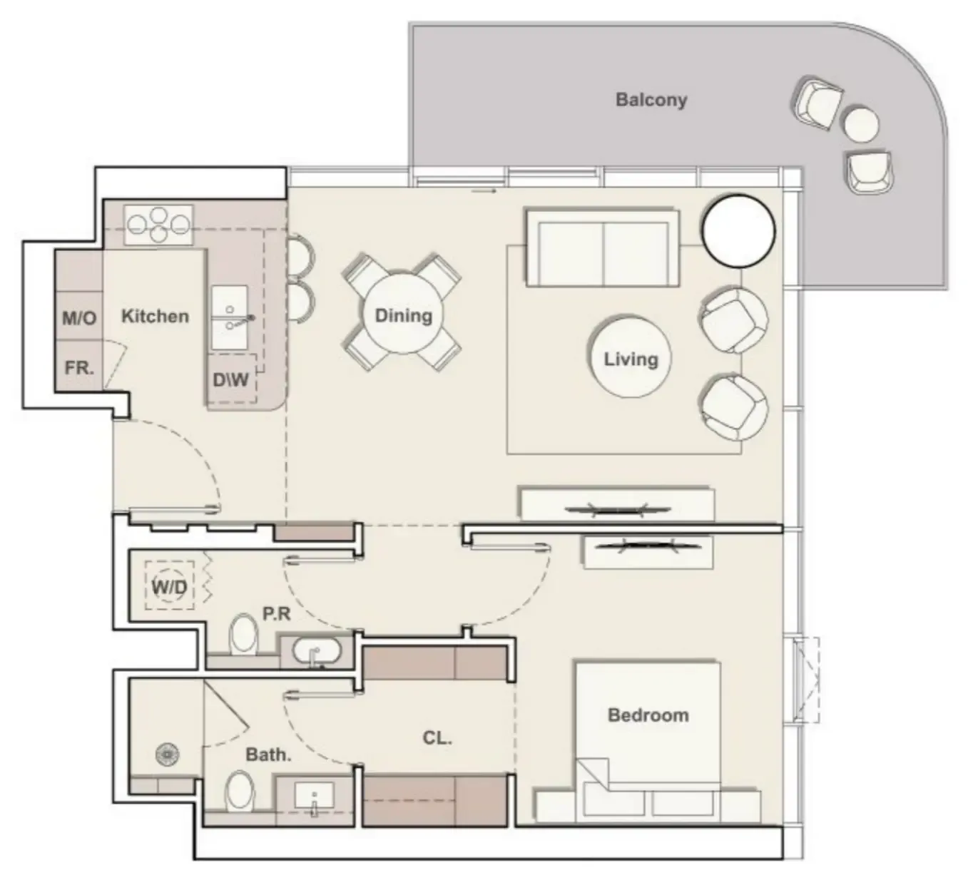 1 bedroom floor plan