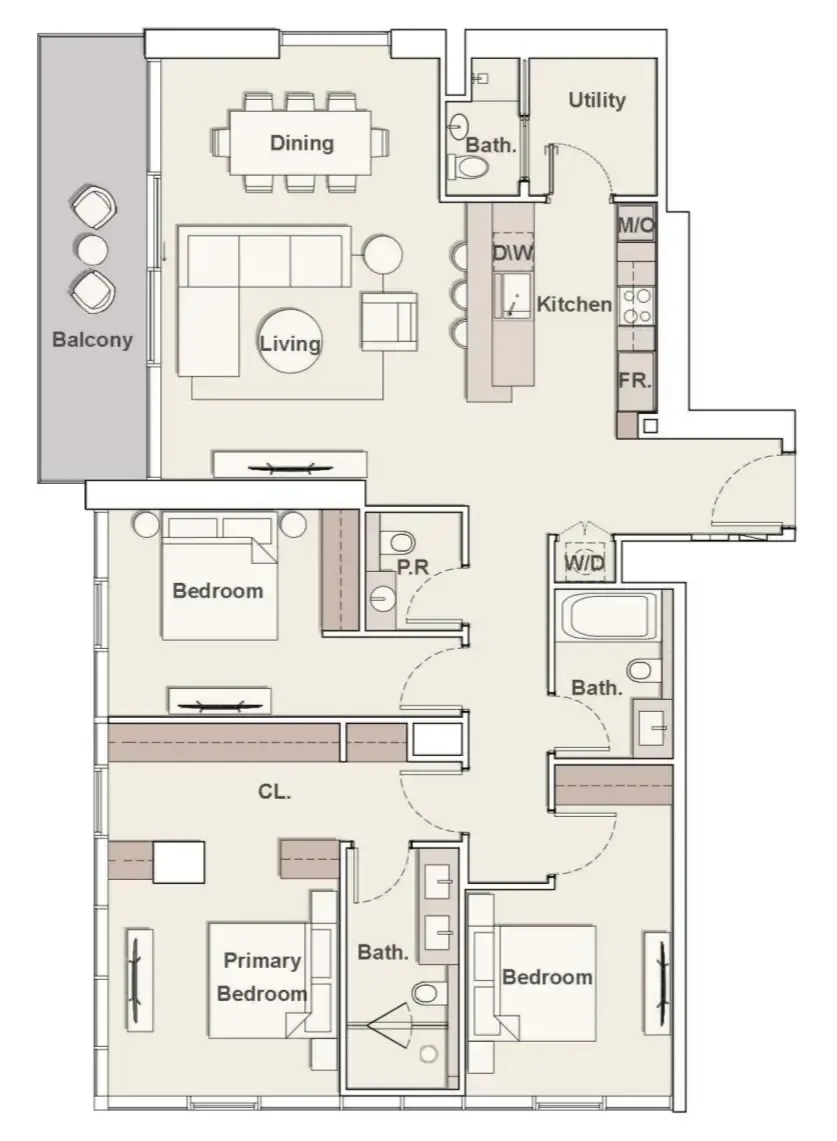 3 bedrooms floor plan