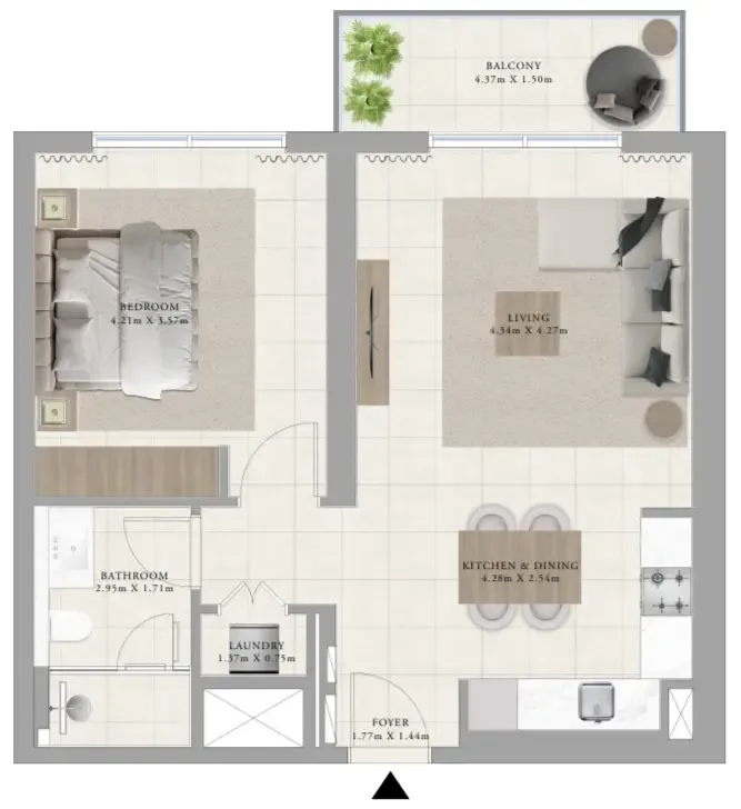 1 bedroom floor plan