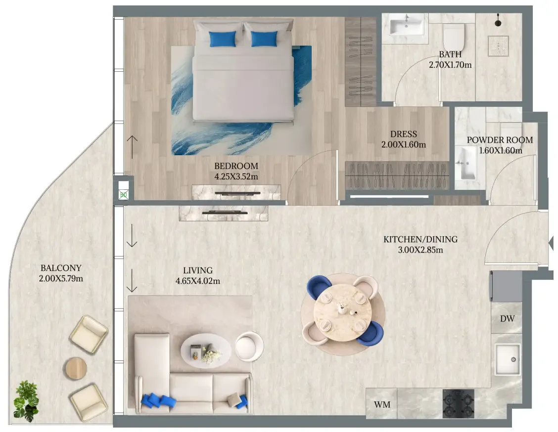 1 bed