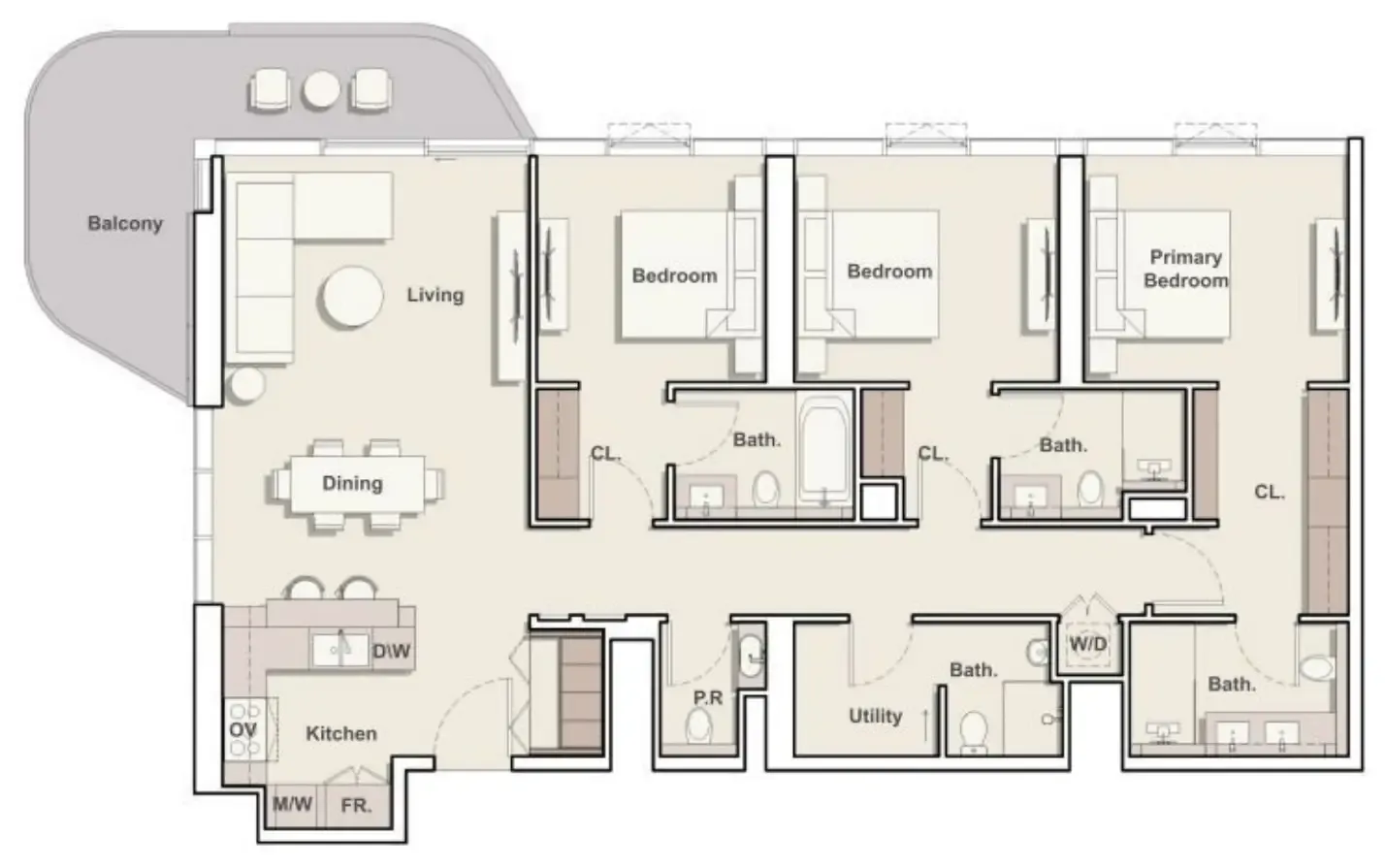3 bedrooms floor plan