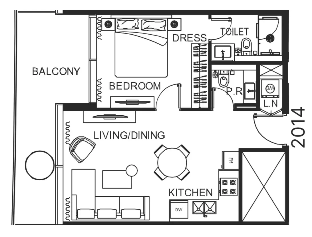 1 bedroom floor plan