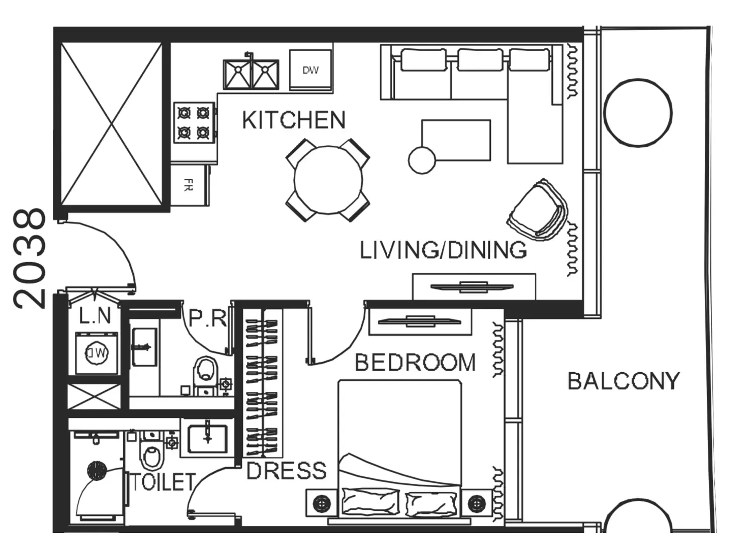 1 bedroom floor plan