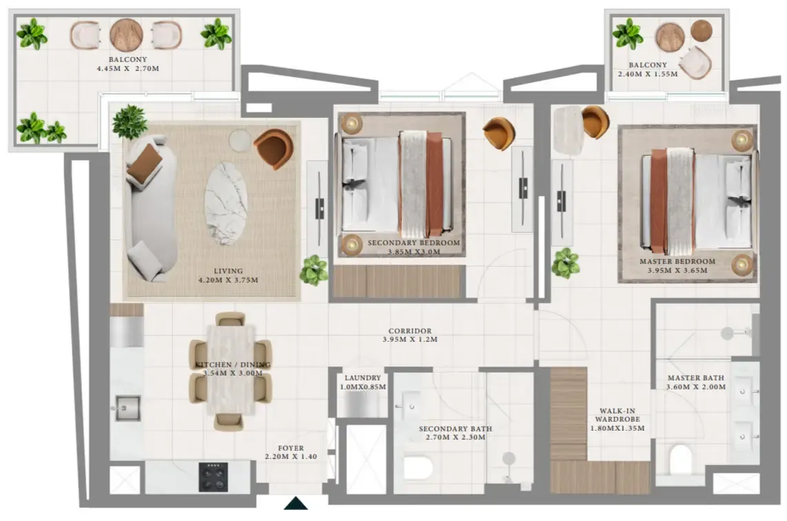 2 bed