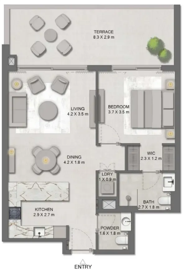 1 bedroom floor plan