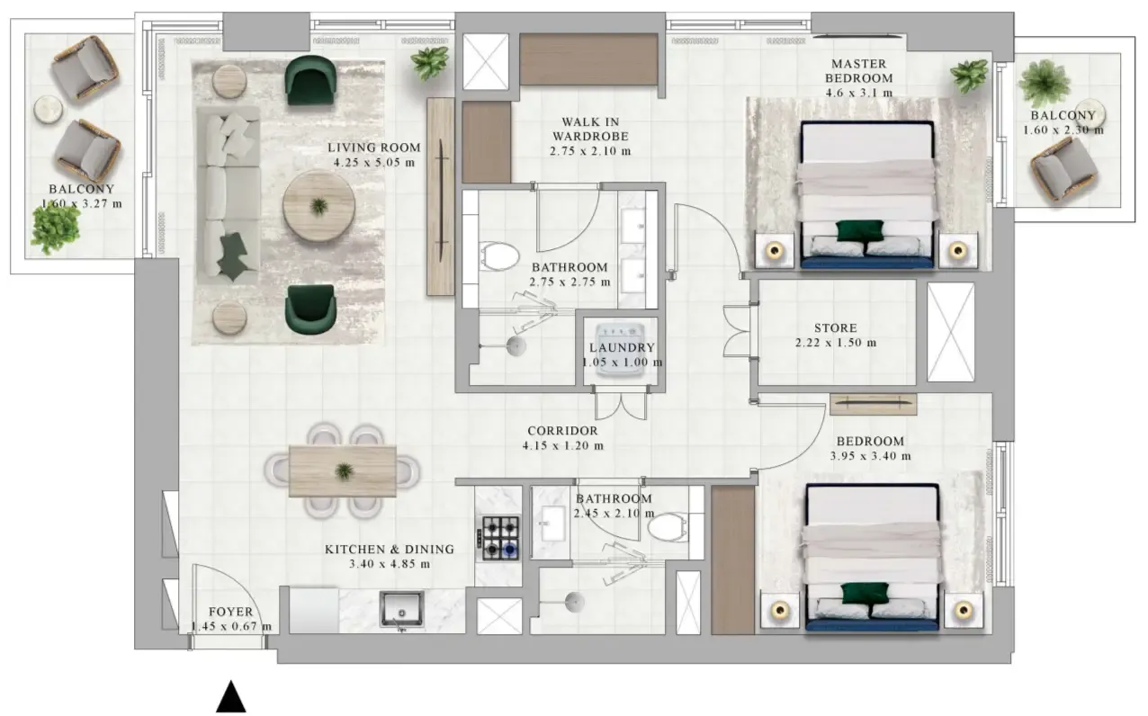 2 bed
