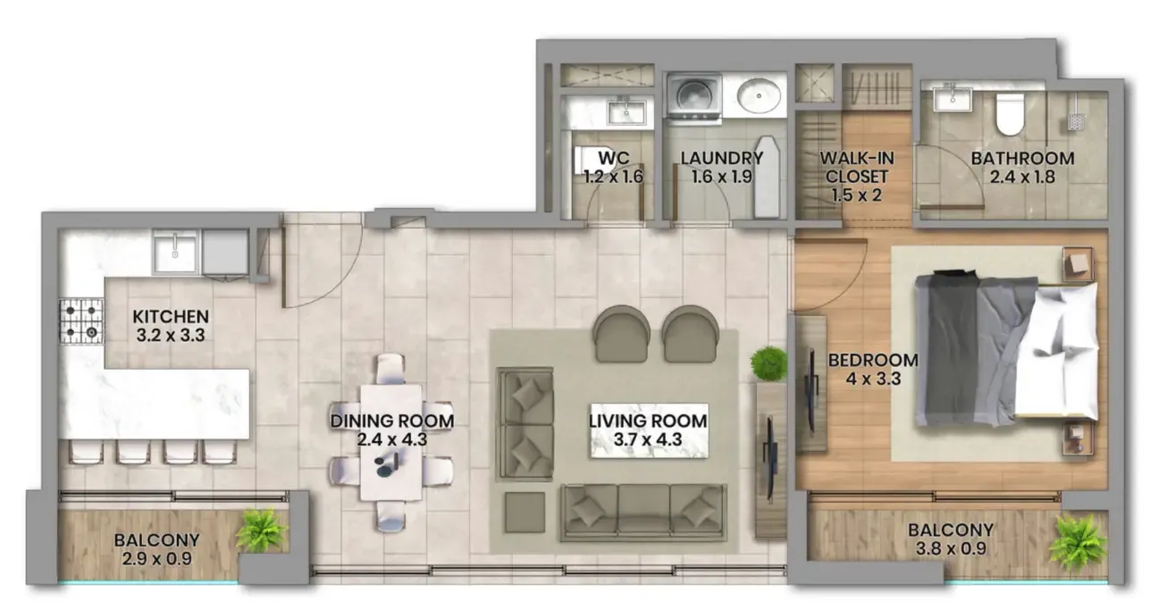 1 bed