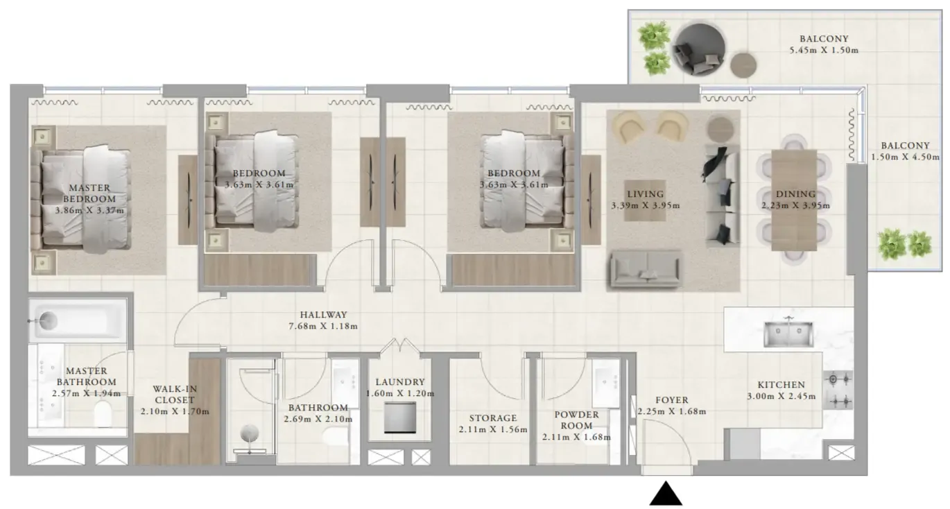 Greenside Residence — 3 Bedrooms floor plan