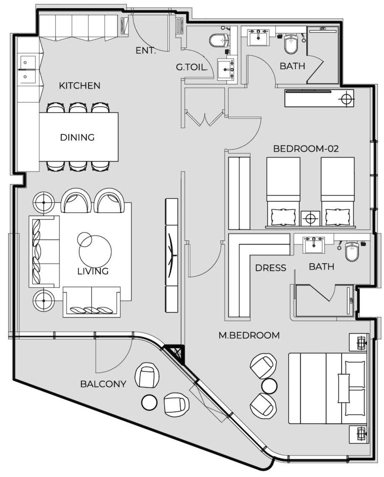 Prestige One Developments Coastal Haven 2BR floor plan