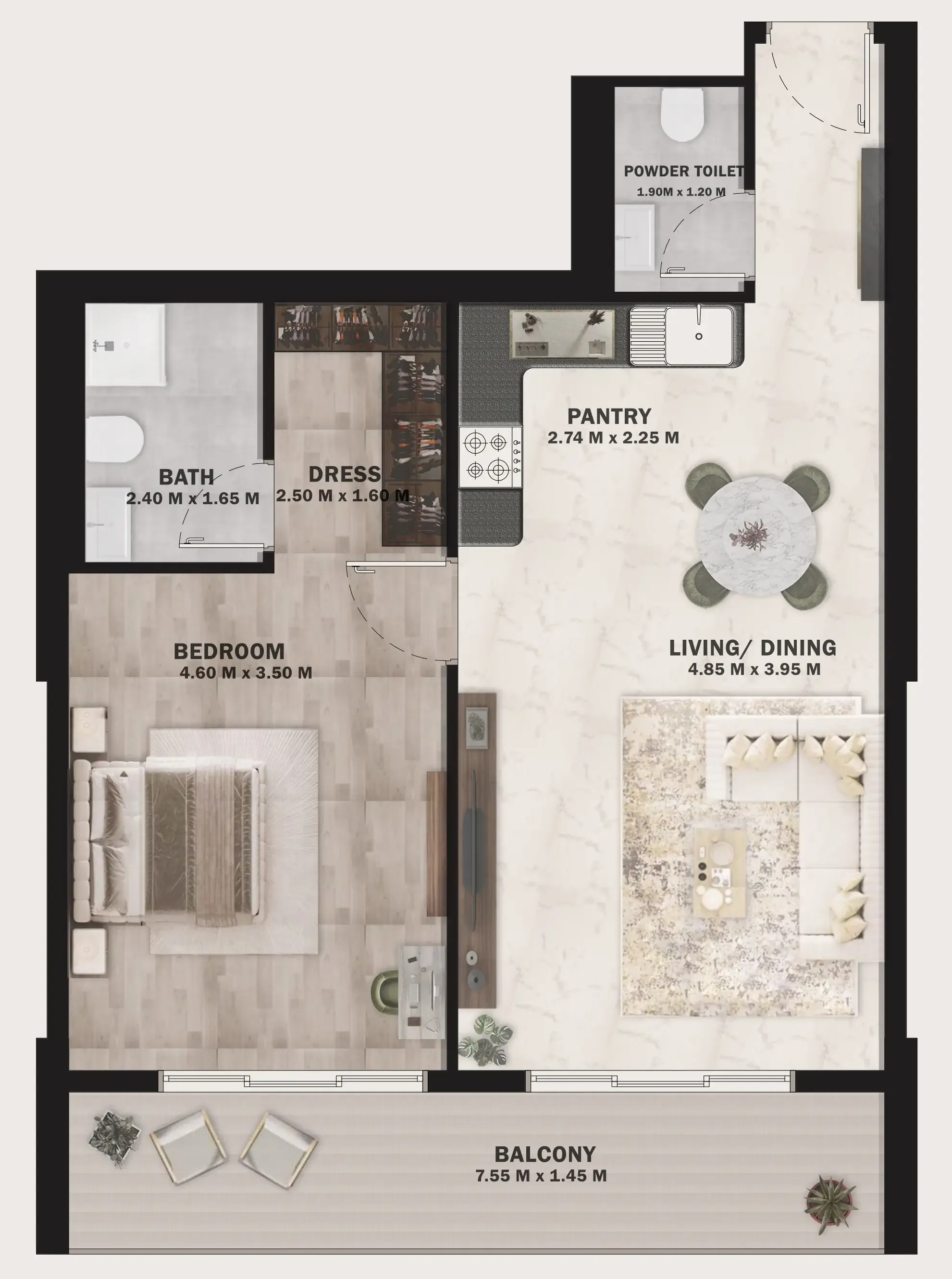 1 bed