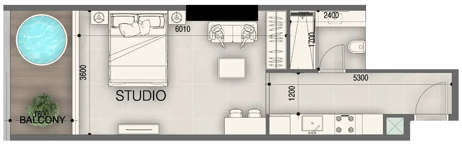 Peace Avenue — Studio floor plan