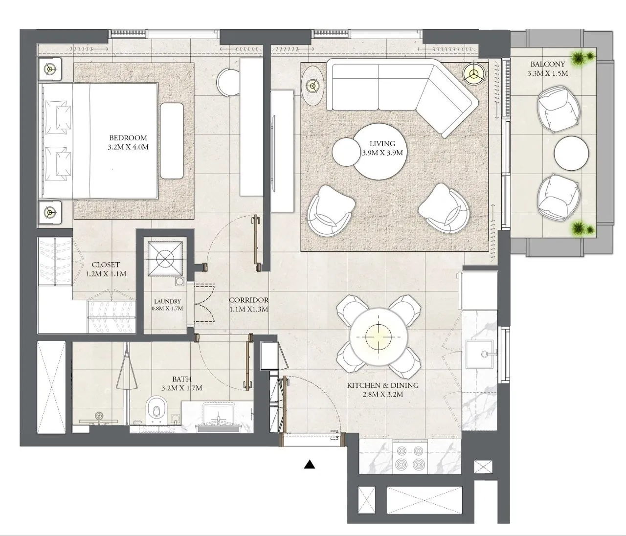 1 bedroom floor plan