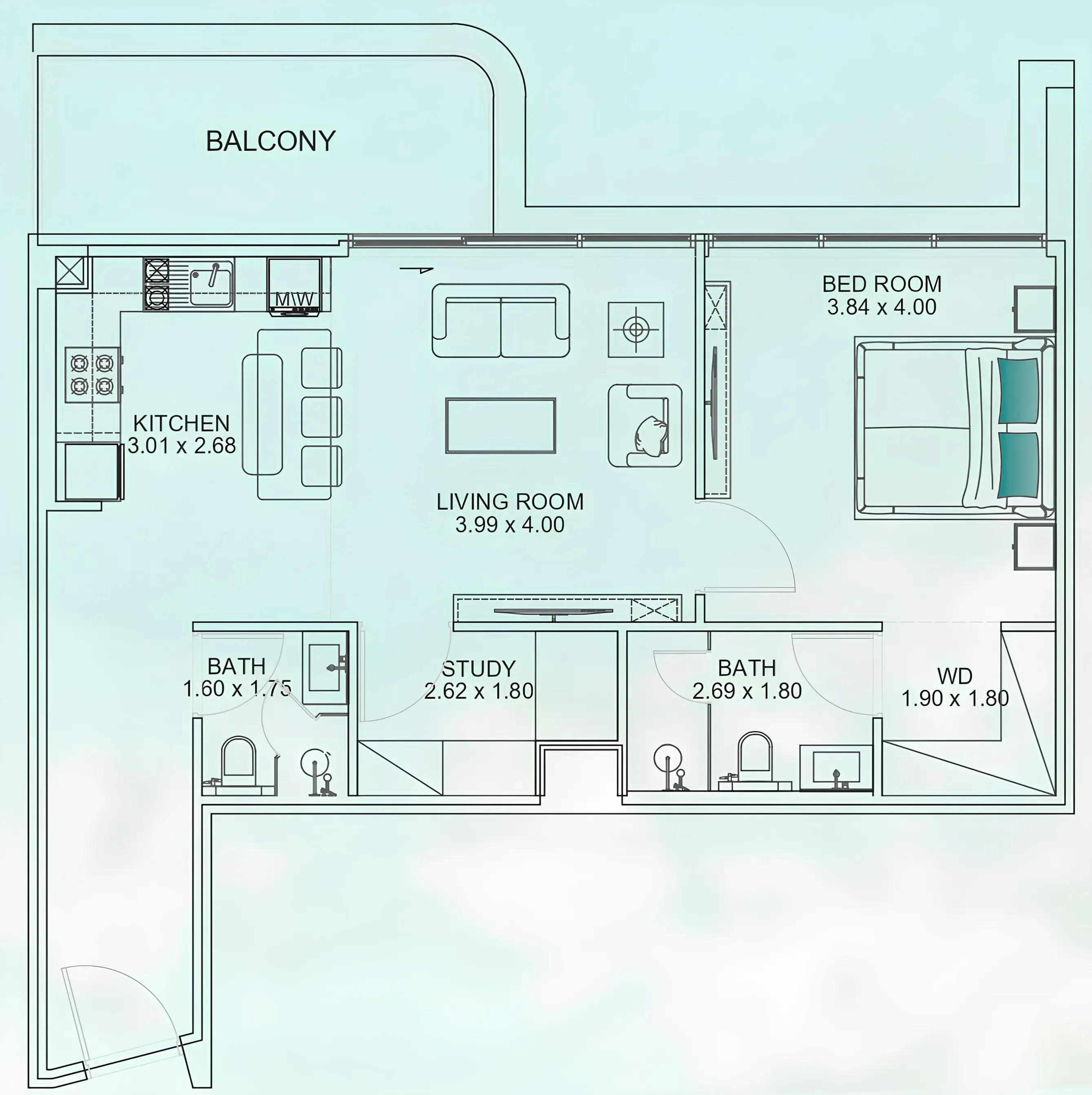 1 bed