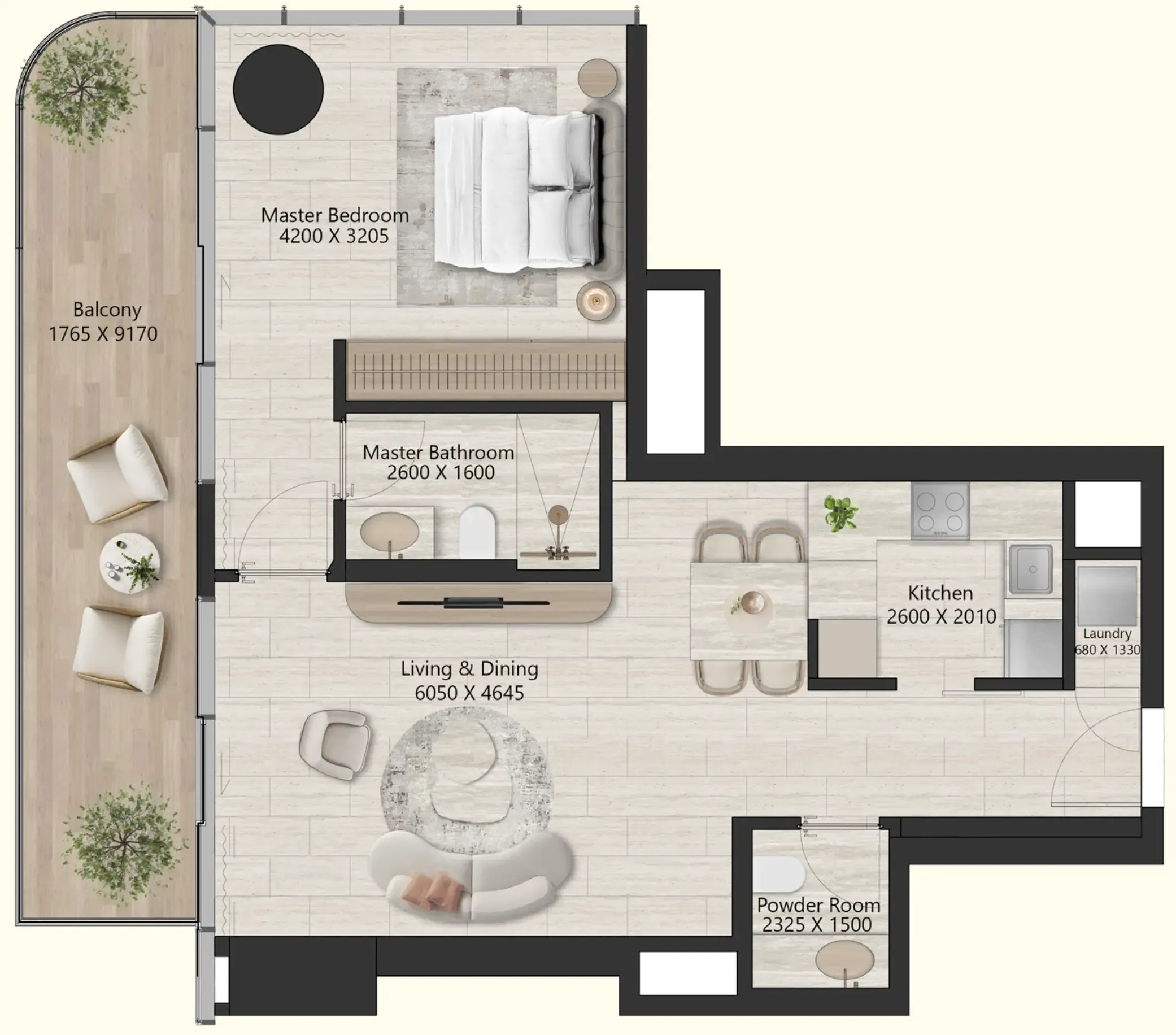 1 bedroom floor plan