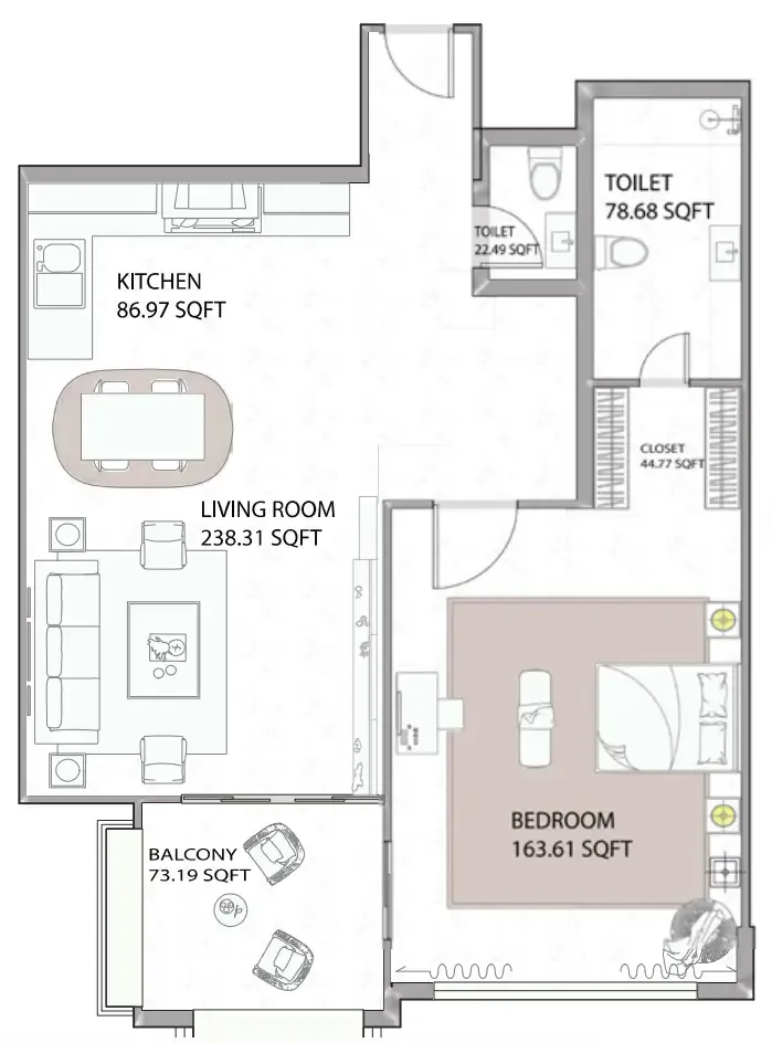 1 bed