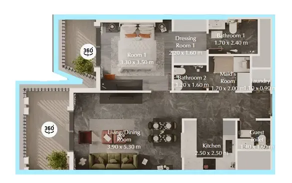 1 bed