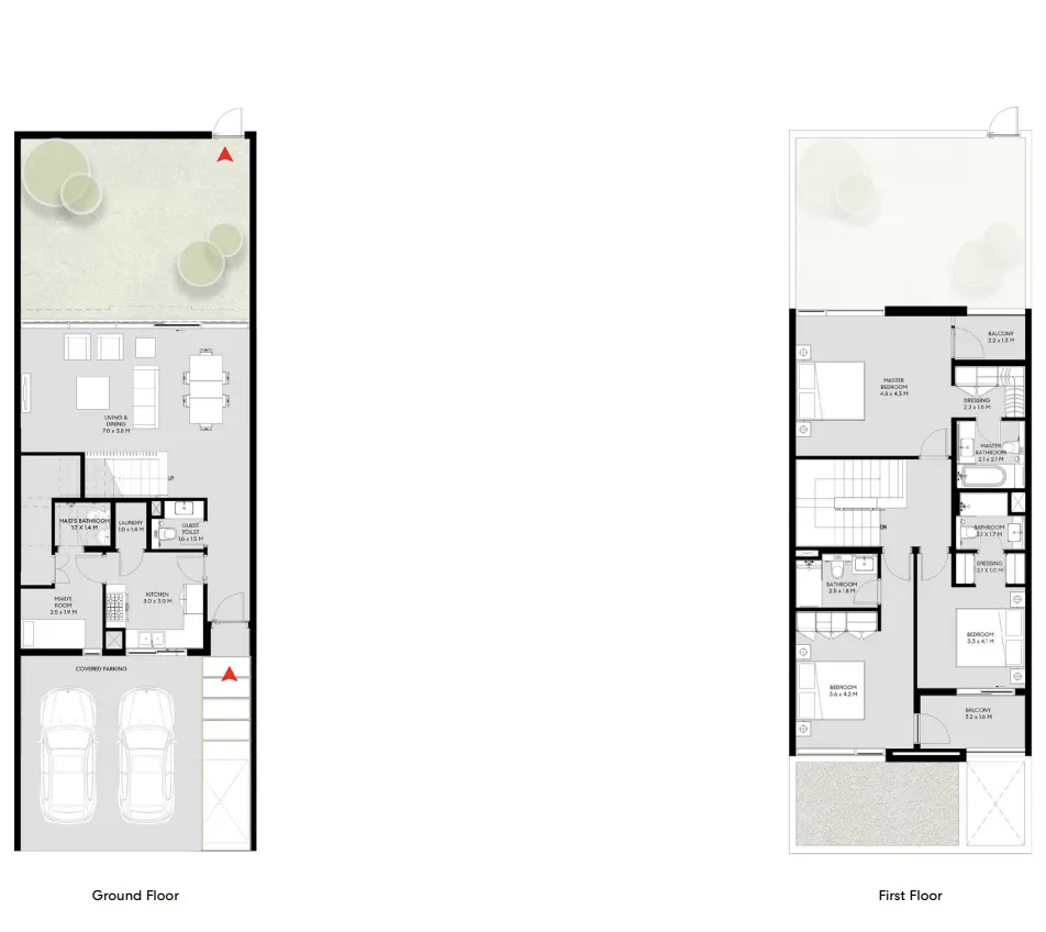 3-bedroom townhouse floor plan