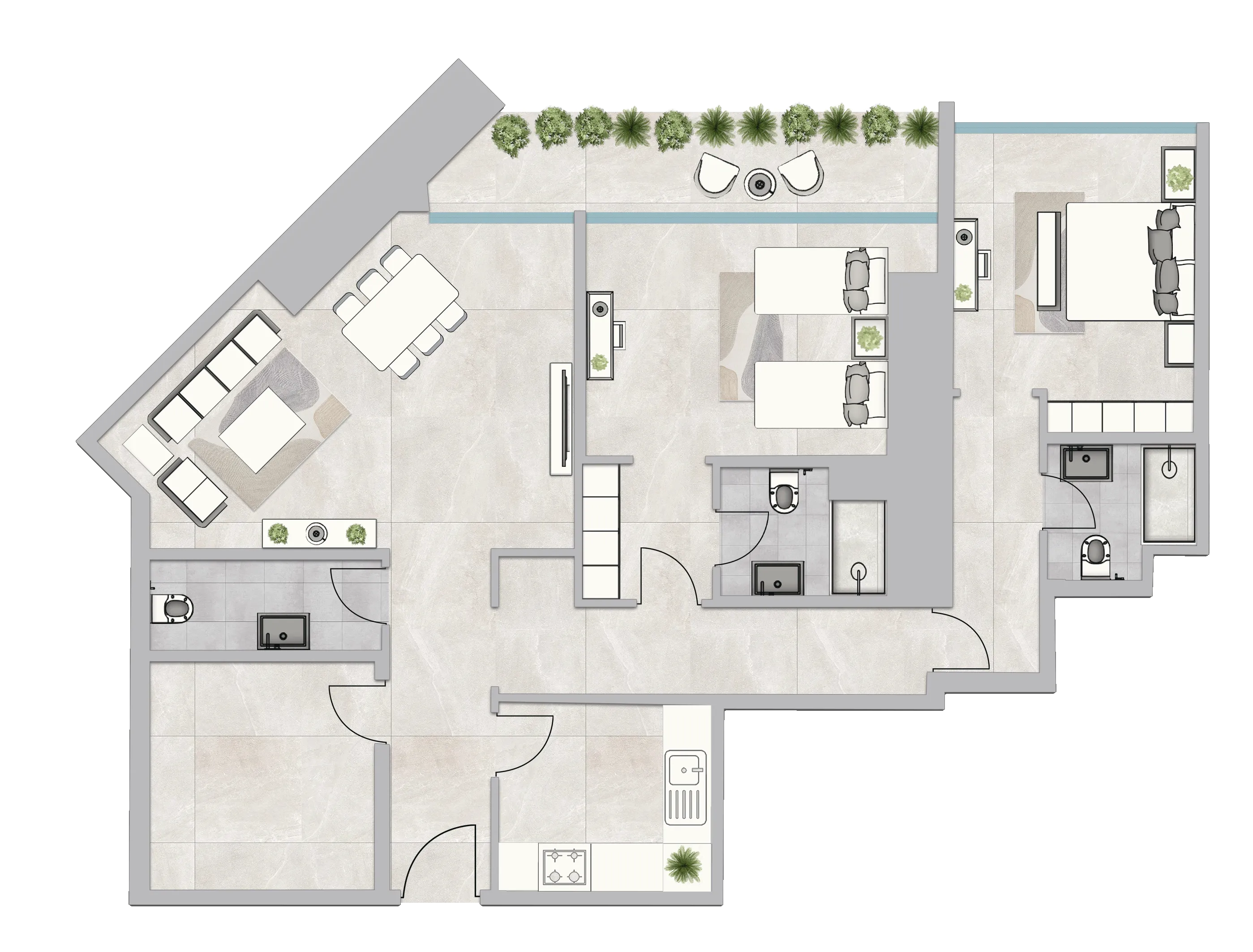 2 bed