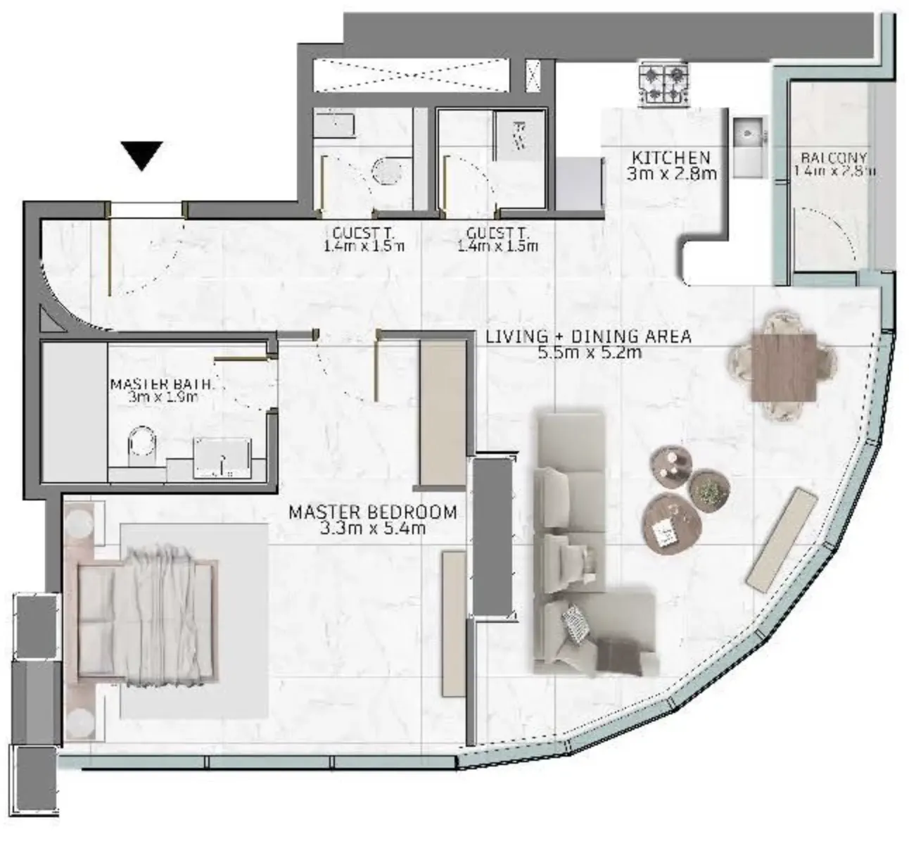 1 bed