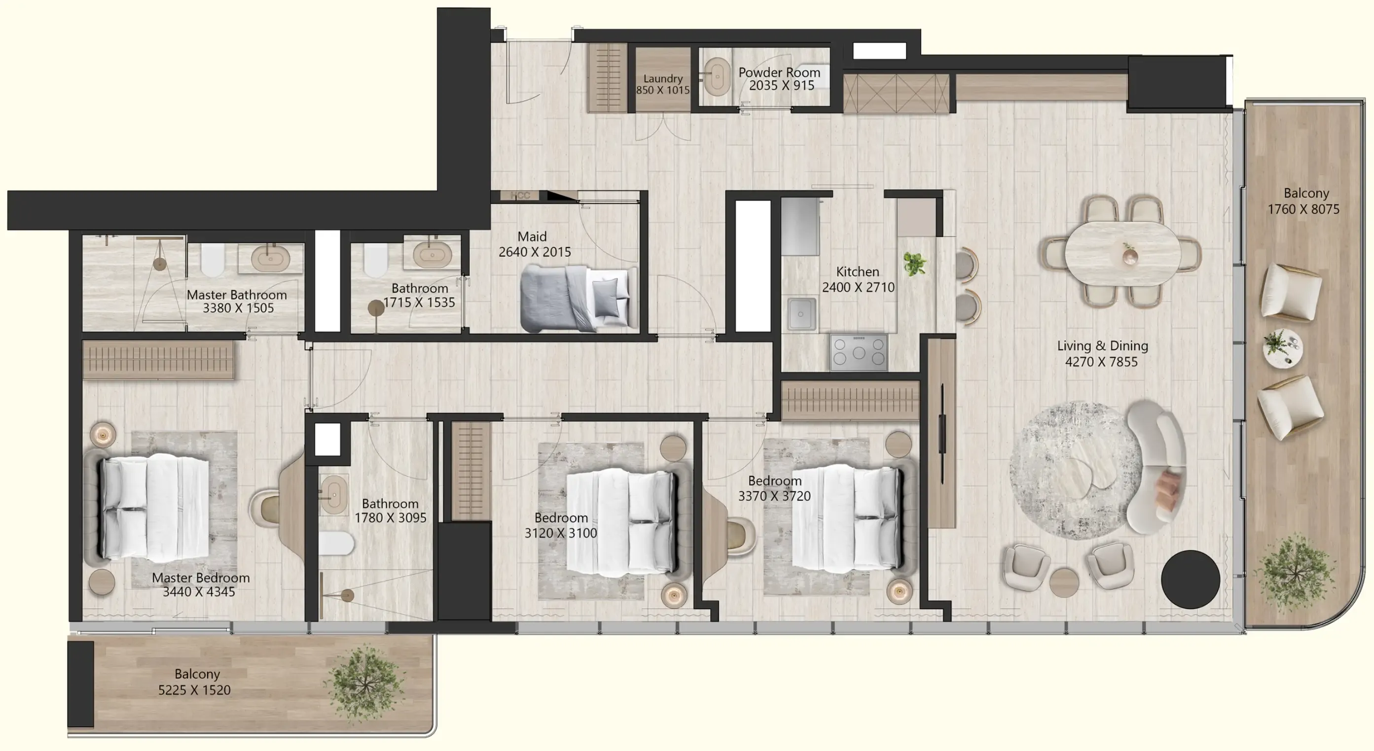 3 bedrooms floor plan