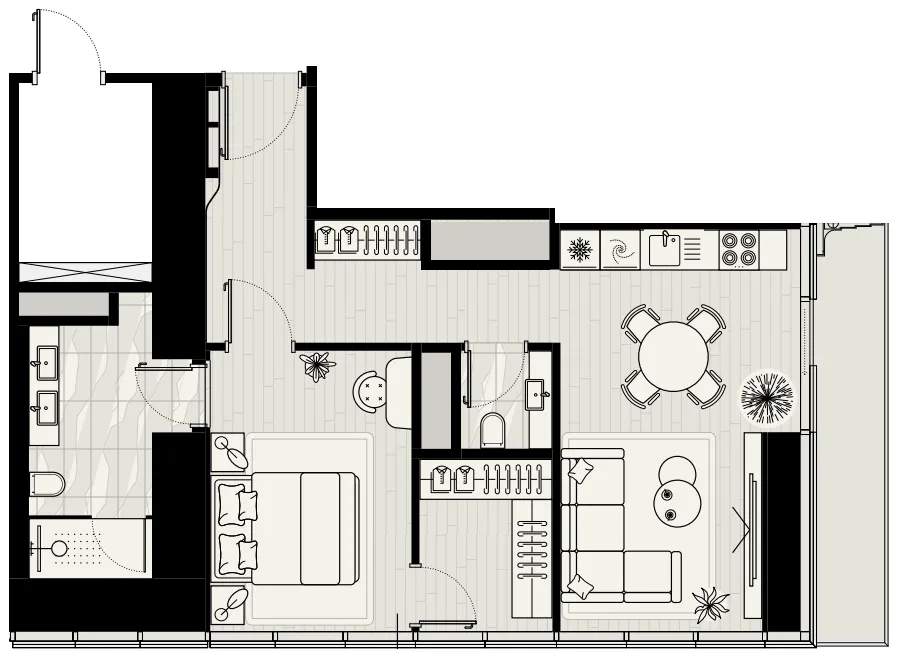 Mered Iconic Tower 1BR floor plan