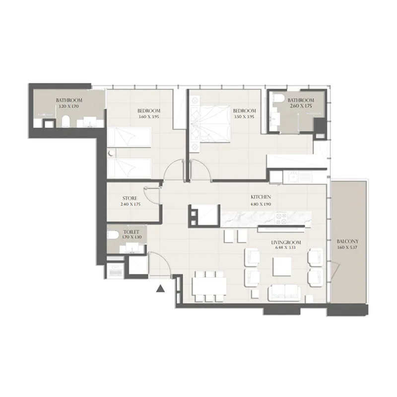 2 bed