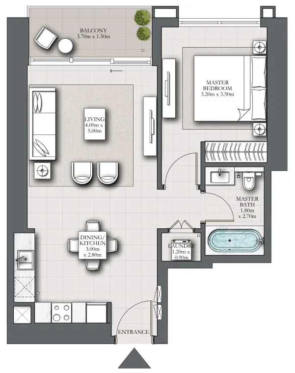 1 bedroom floor plan