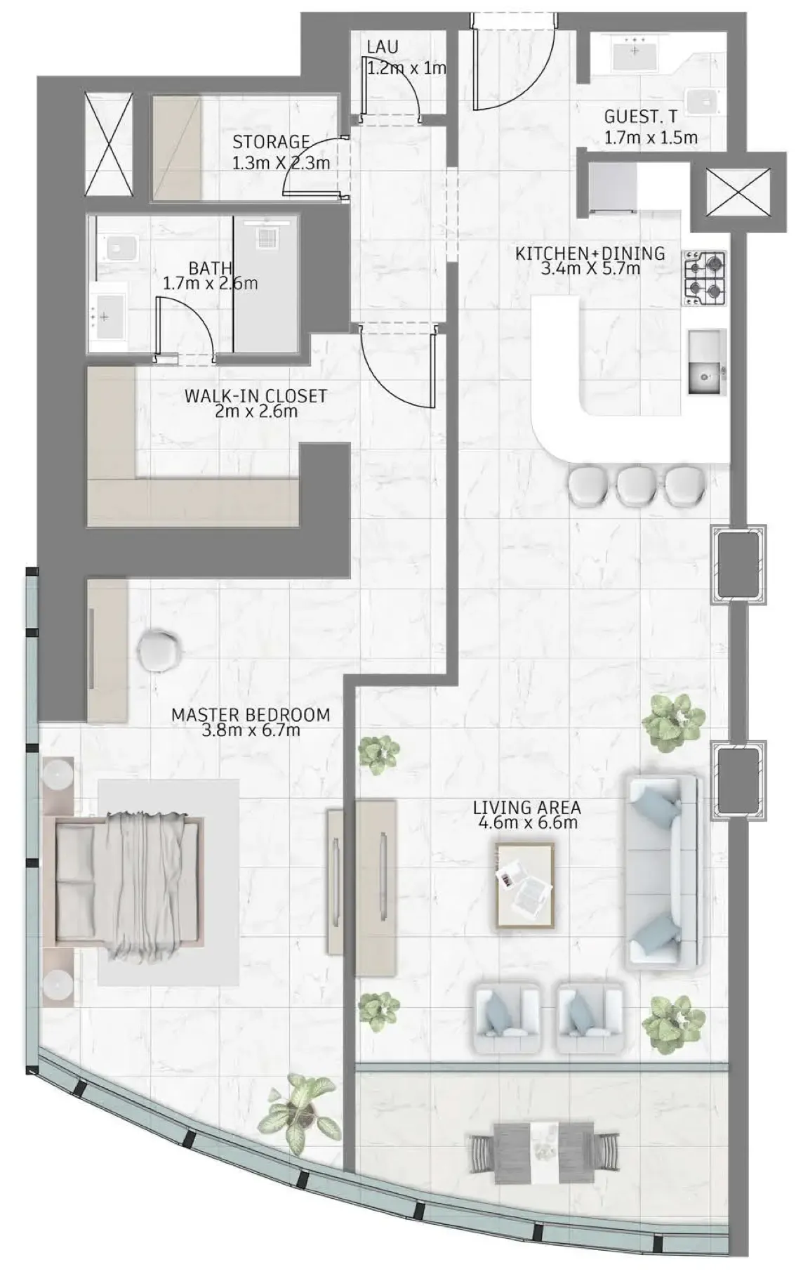 Al Habtoor Group Al Habtoor Tower 1BR floor plan