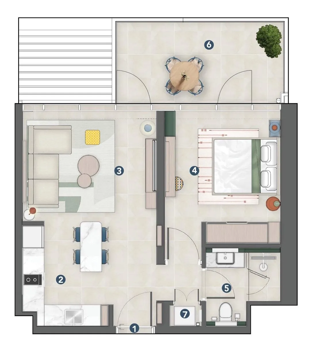 1 bedroom floor plan