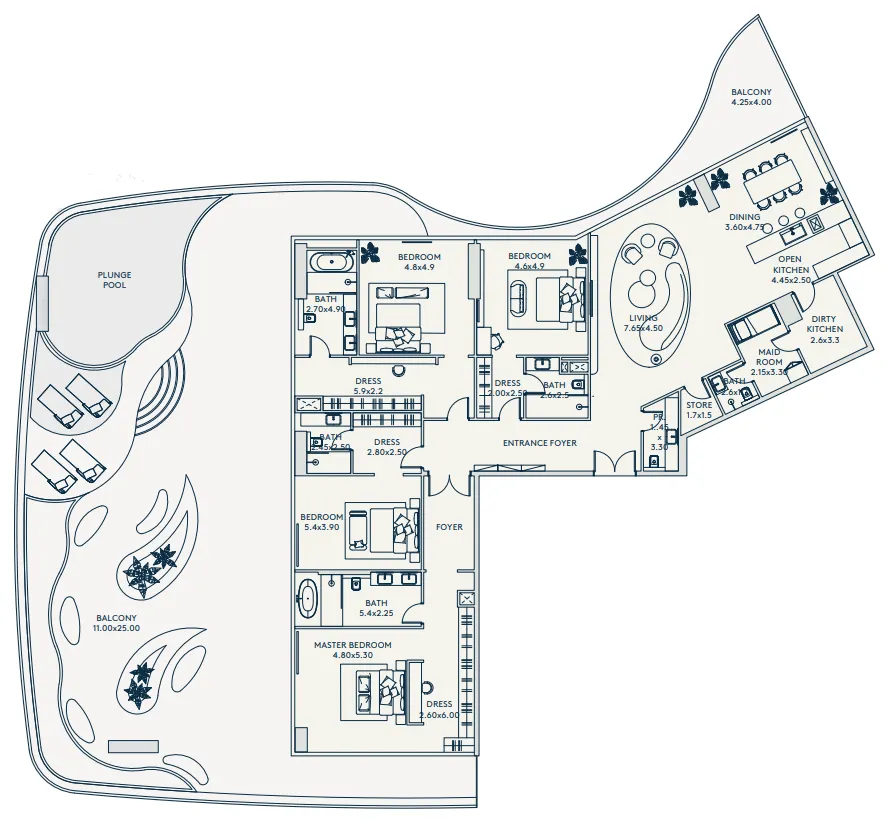 4 bedrooms floor plan