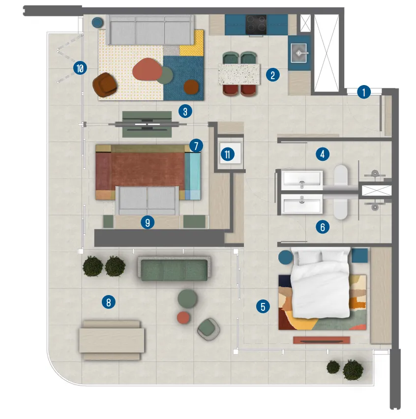 Irth Development Rove Home Marasi Drive 2BR floor plan