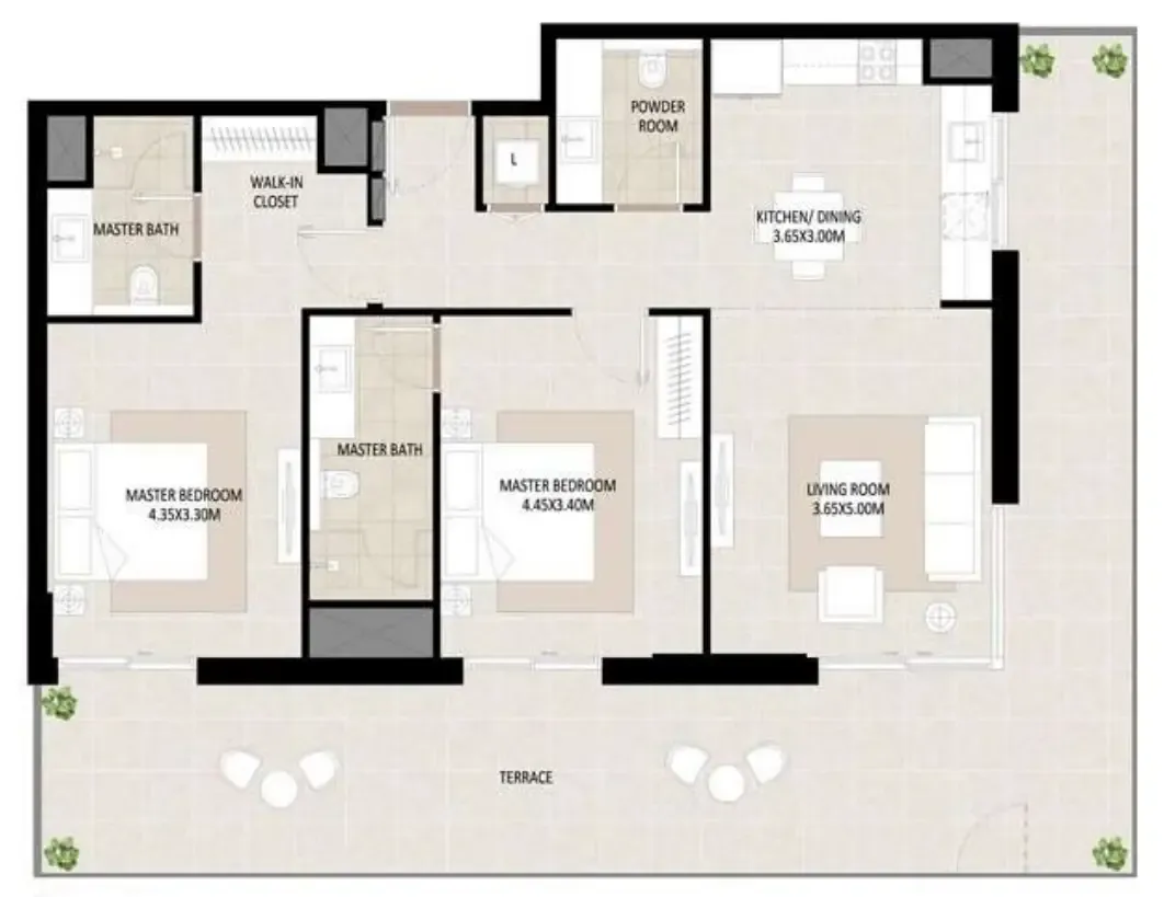 Odessa — 2 Bedrooms floor plan