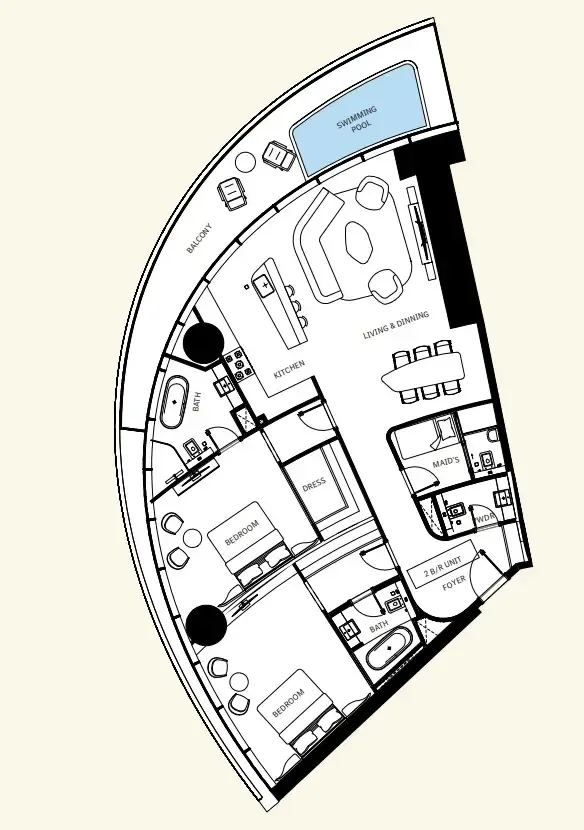 Binghatti Mercedes-Benz Places by Binghatti 2BR floor plan