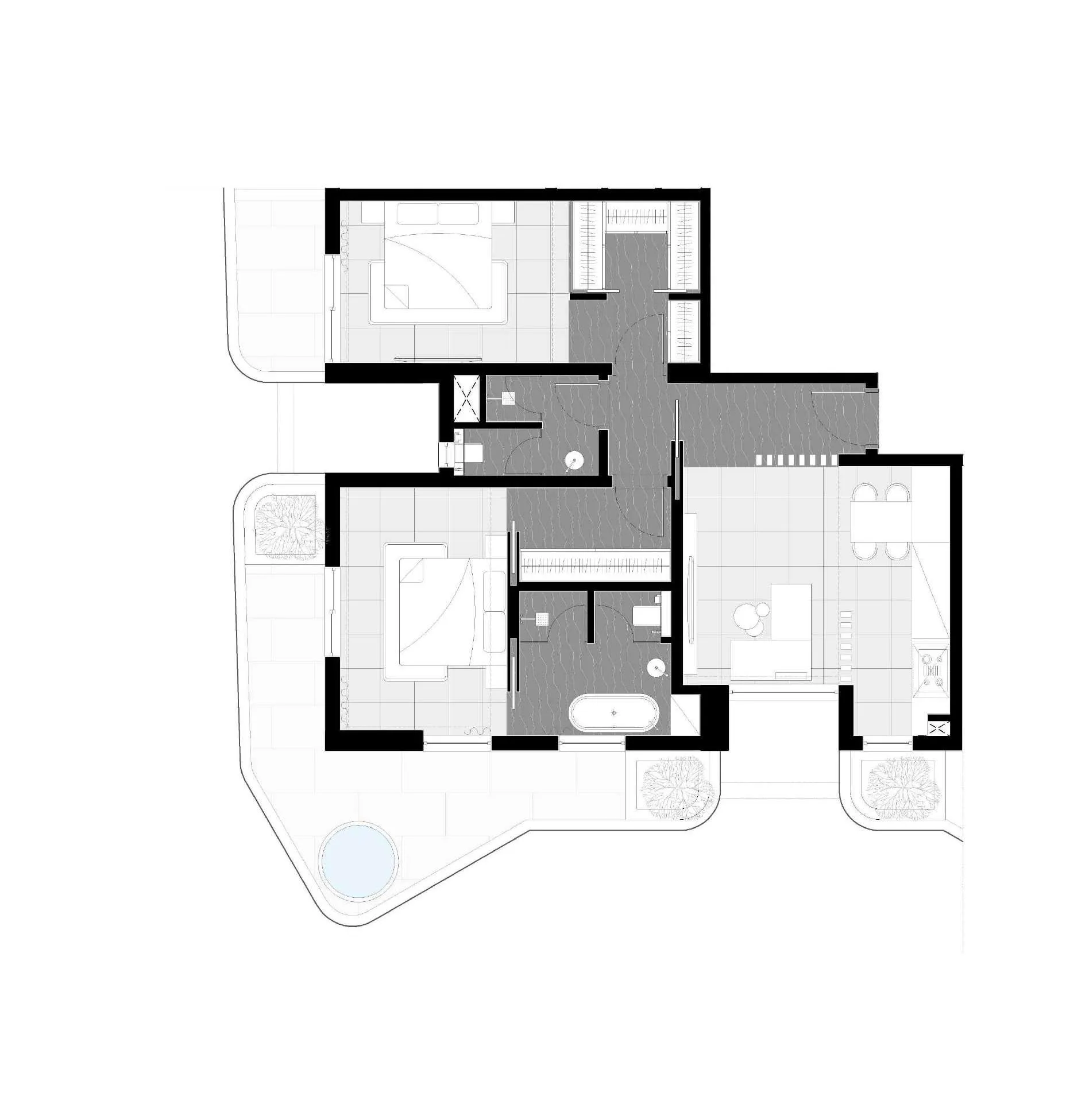 2 bedrooms floor plan