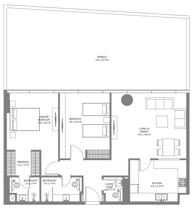 2 bed