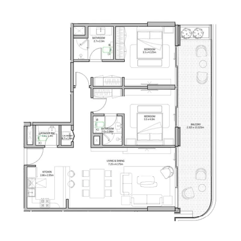 1 bedroom floor plan