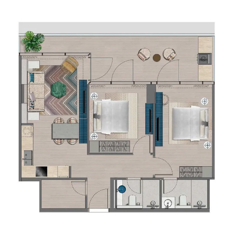 Durar Group Trio Isle 2BR floor plan