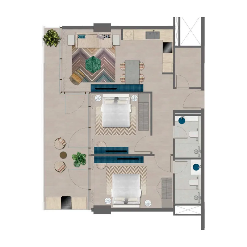 Durar Group Trio Isle 2BR floor plan