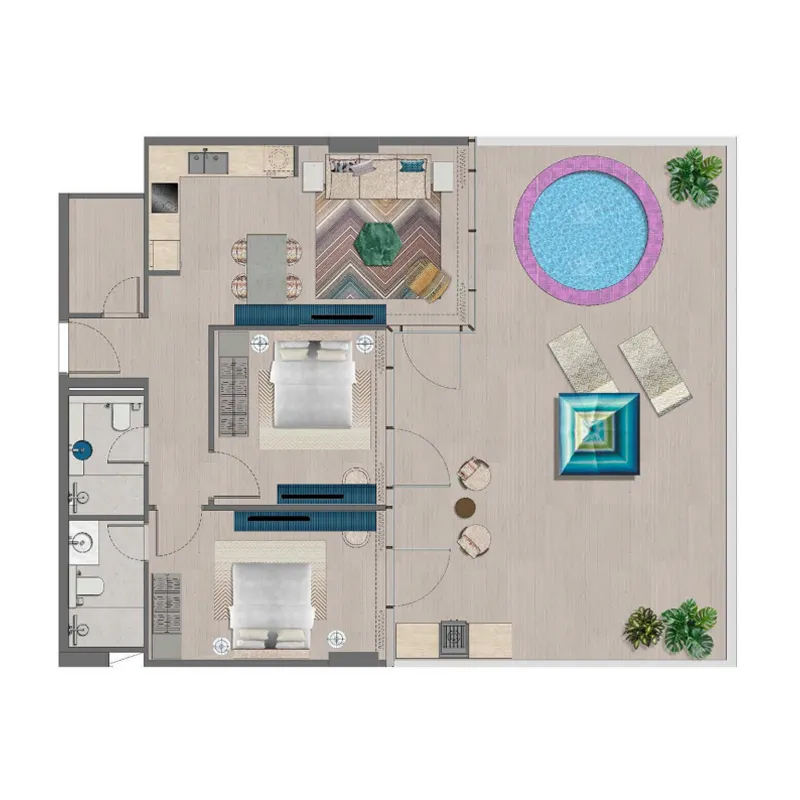 Durar Group Trio Isle 2BR floor plan