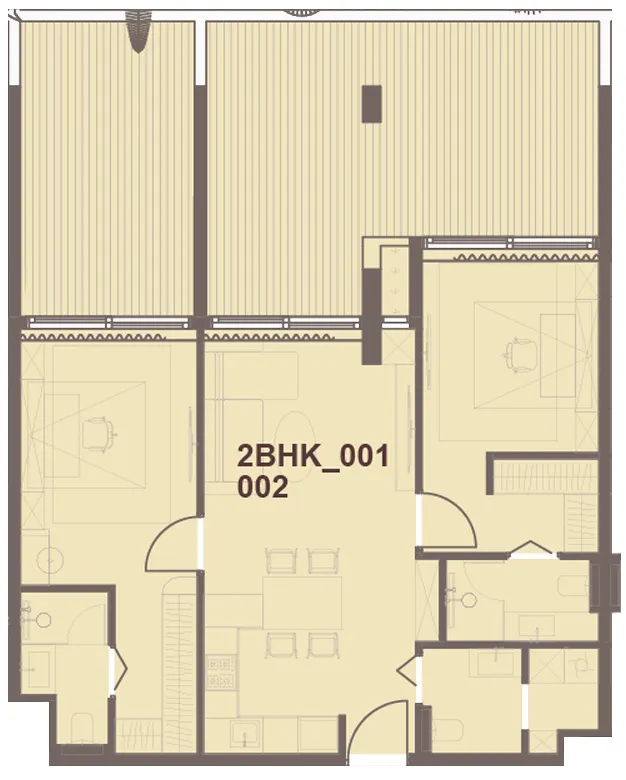 2 bedrooms floor plan