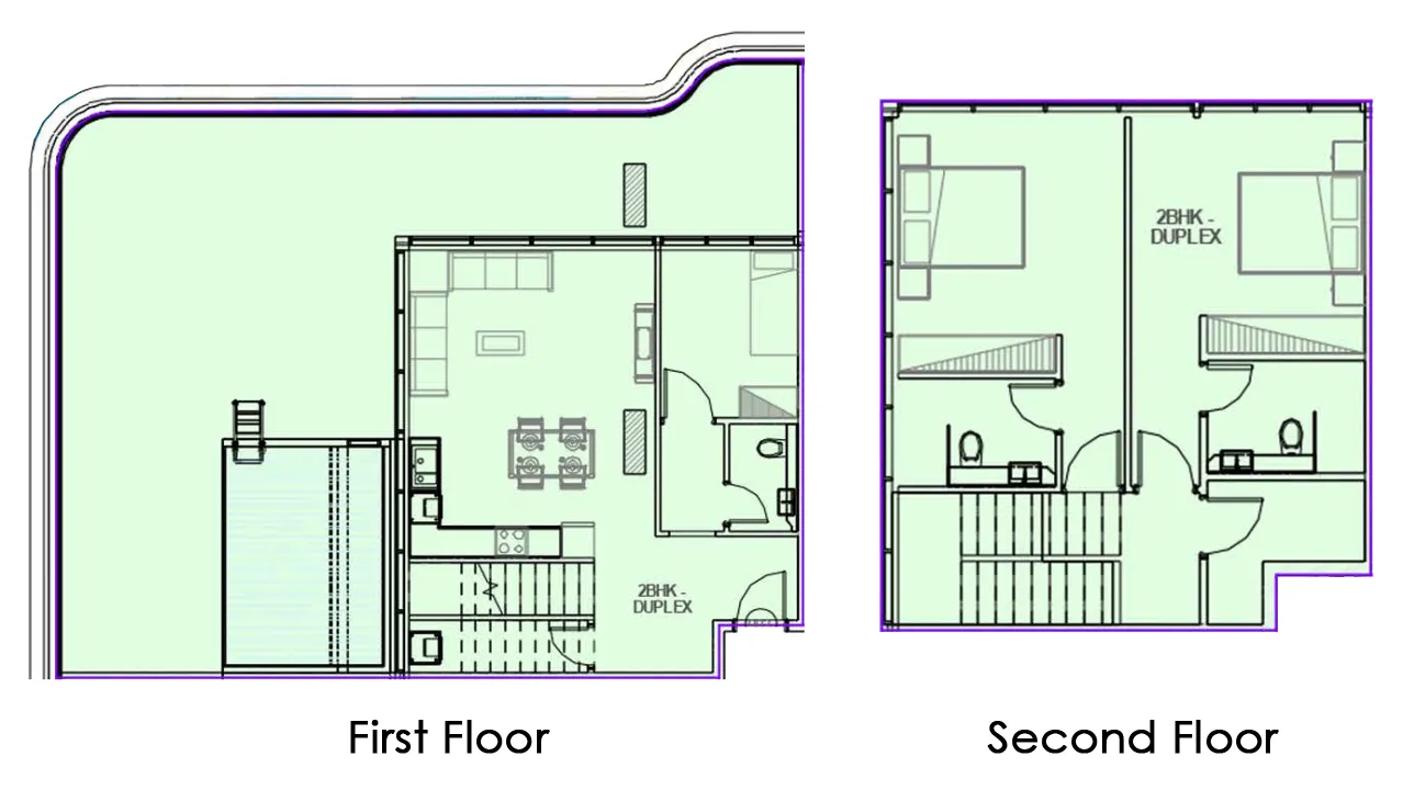 2 bedrooms floor plan