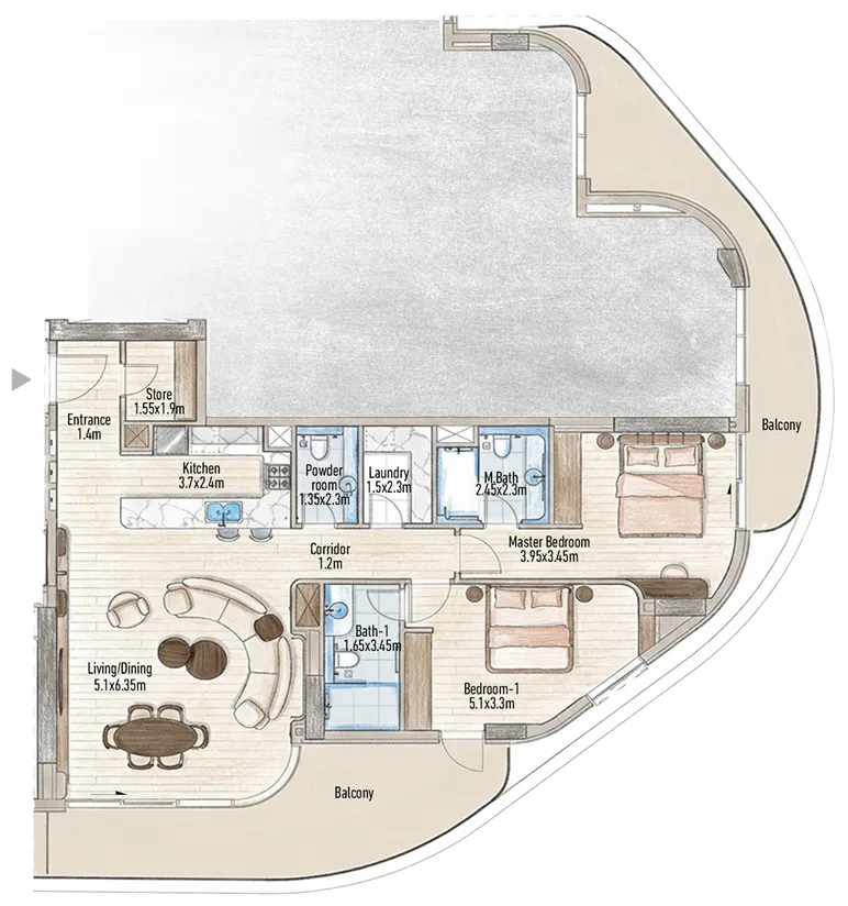 2 bed