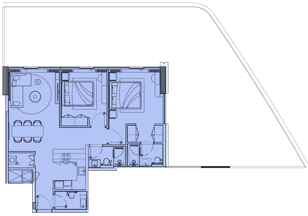 2 bedrooms floor plan