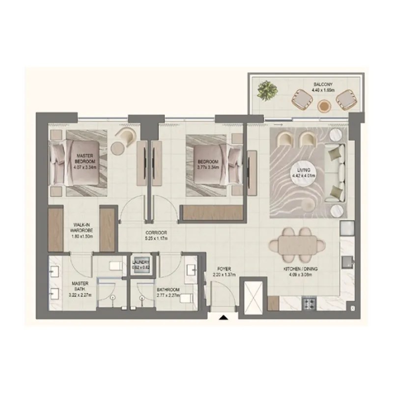 2 bedrooms floor plan