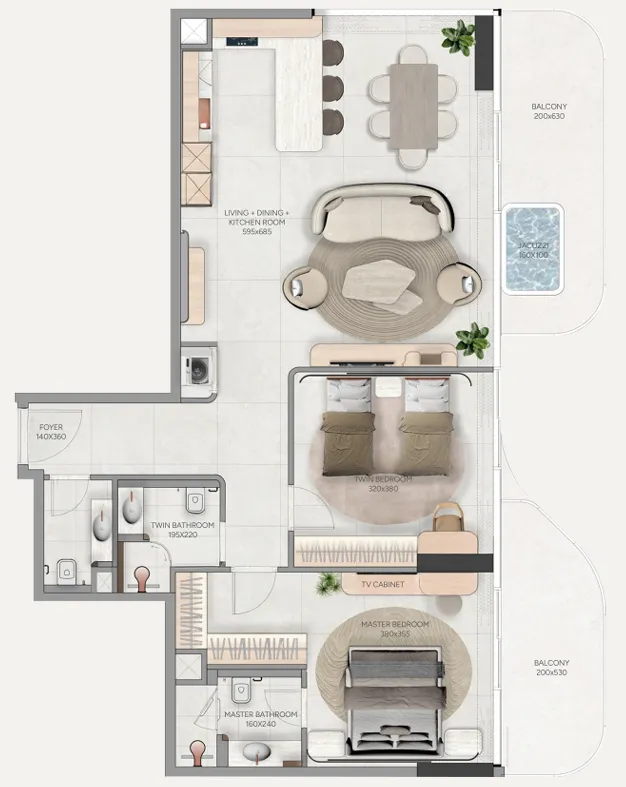 2 bed