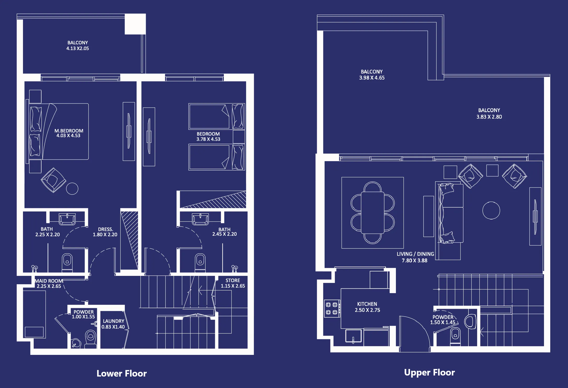 2 bedrooms floor plan