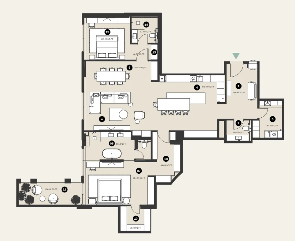 2 bed